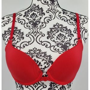Victoria’s Secret Demi Underwire Front Closure Lace Bow Back Size 34B Red Cute